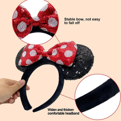 Miinie Mouse Headbnad with Sequin Black & Red - 1PC