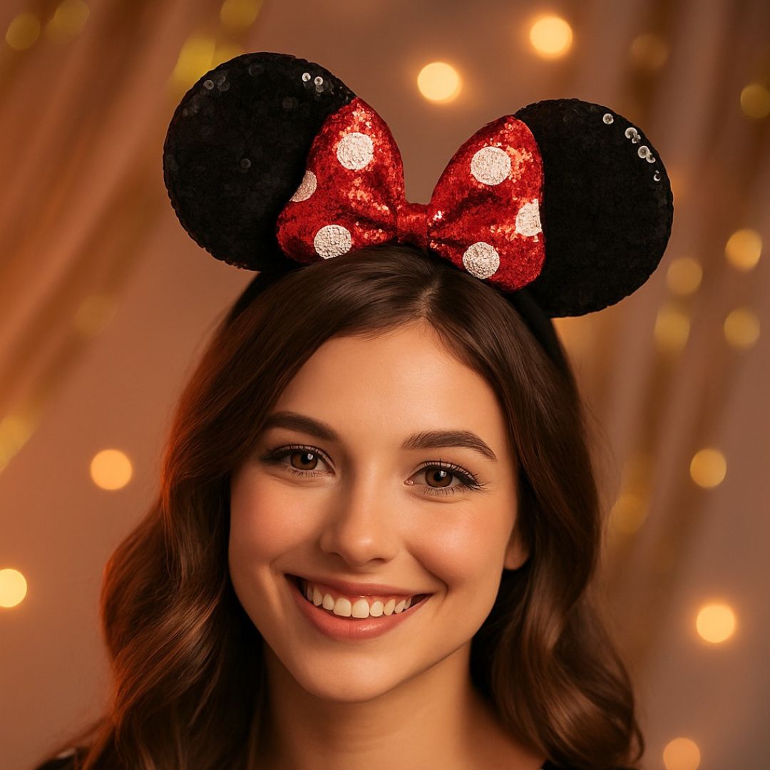 Miinie Mouse Headbnad with Sequin Black & Red - 1PC