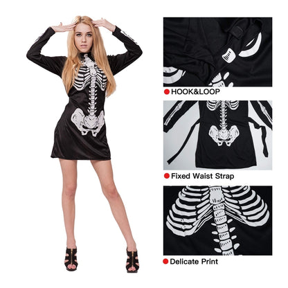 Skeleton Print Slip On Dress for Woman - Free Size for Young Adults