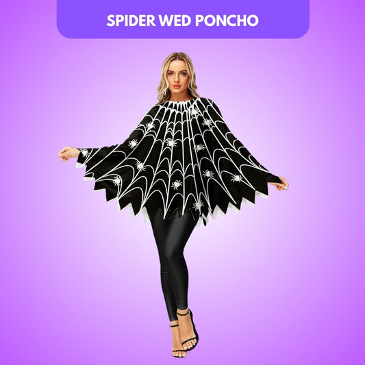 Web Print Poncho Dress for Woman - Free Size for Young Adults