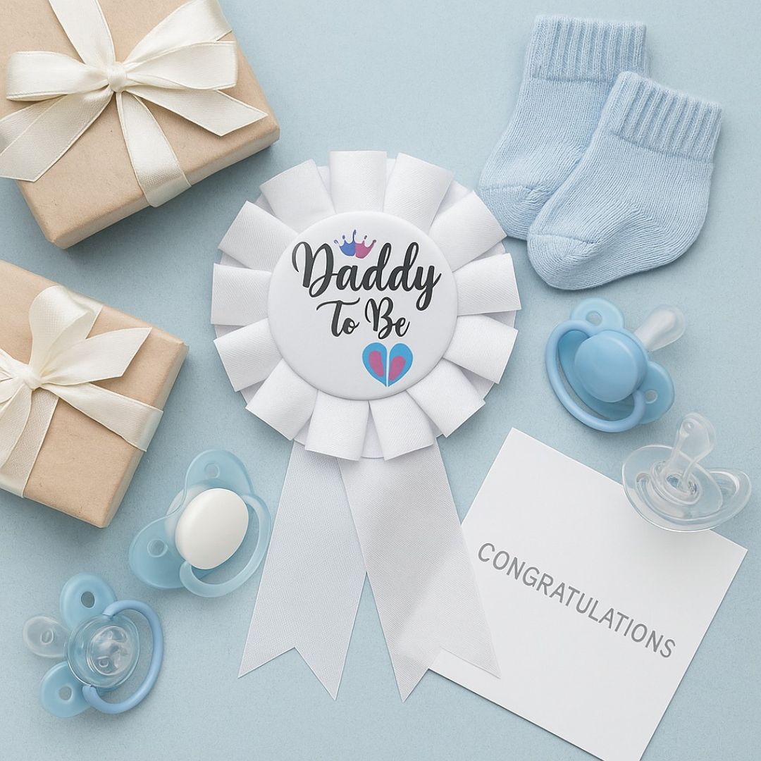 Dad to Be Award Button White - 1PC