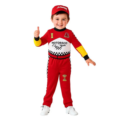 Formula One Car Racing Kids JumpSuit Costume with Cap