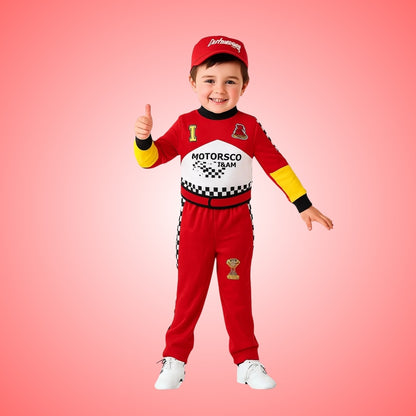 Formula One Car Racing Kids JumpSuit Costume with Cap