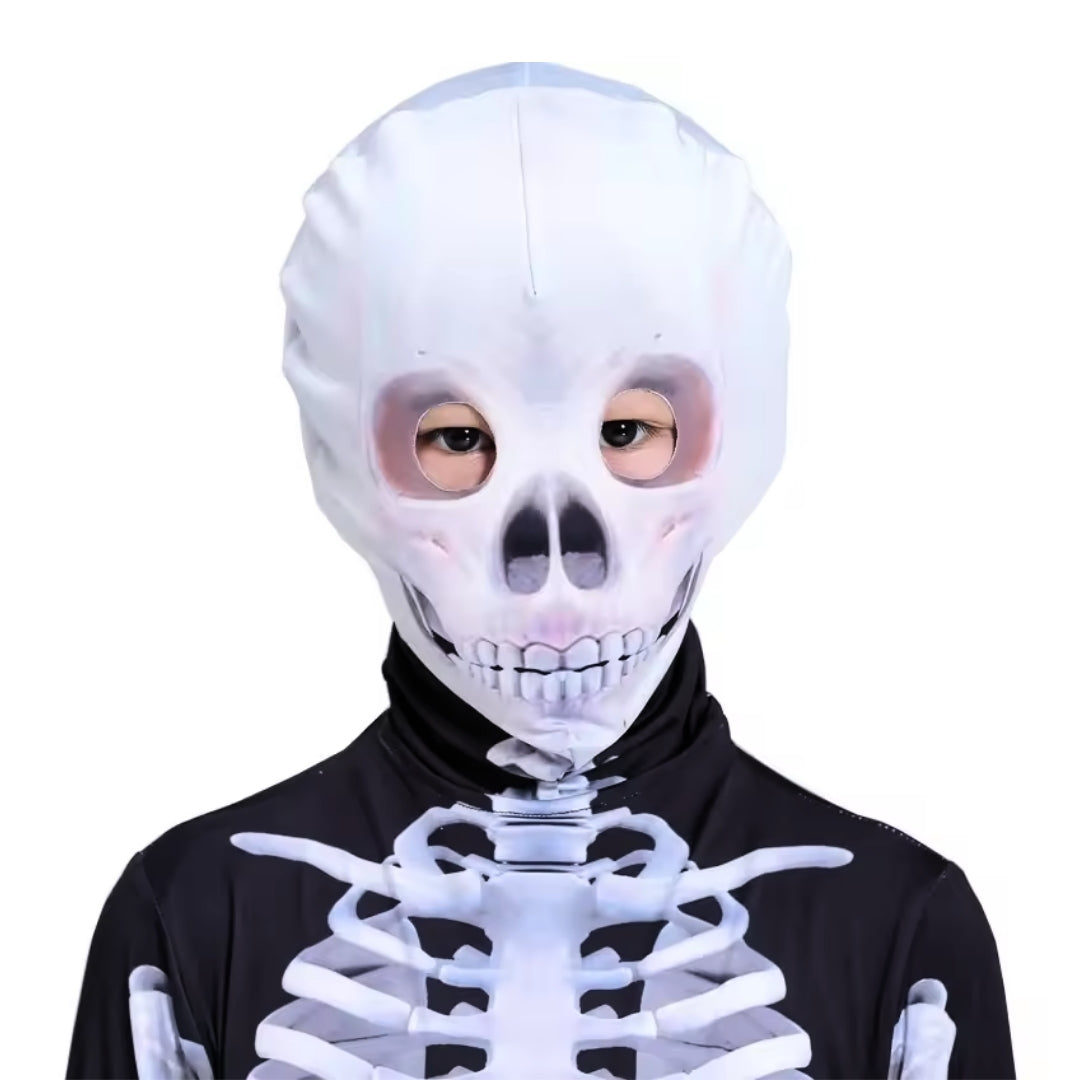 Dual Sided Skeleton Print Jumpsuit Costume with Mask