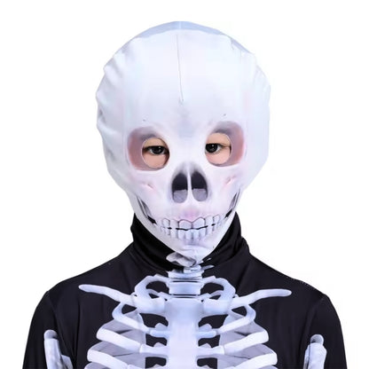 Dual Sided Skeleton Print Jumpsuit Costume with Mask