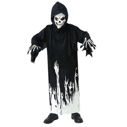 Glow in the Dark Hoody Mask Ghost Costume with Glow Gloves