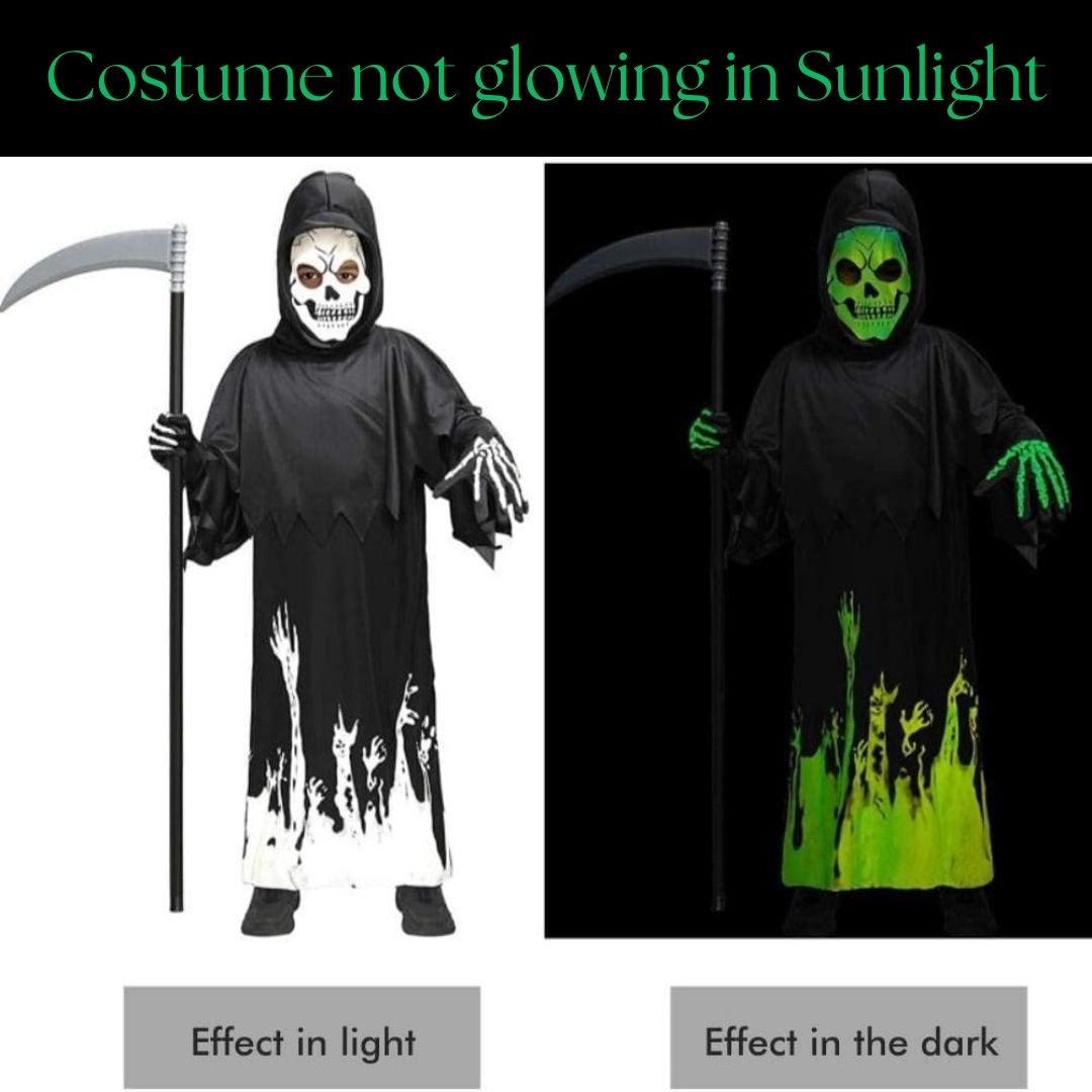 Glow in the Dark Hoody Mask Ghost Costume with Glow Gloves