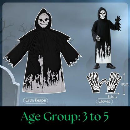 Glow in the Dark Hoody Mask Ghost Costume with Glow Gloves
