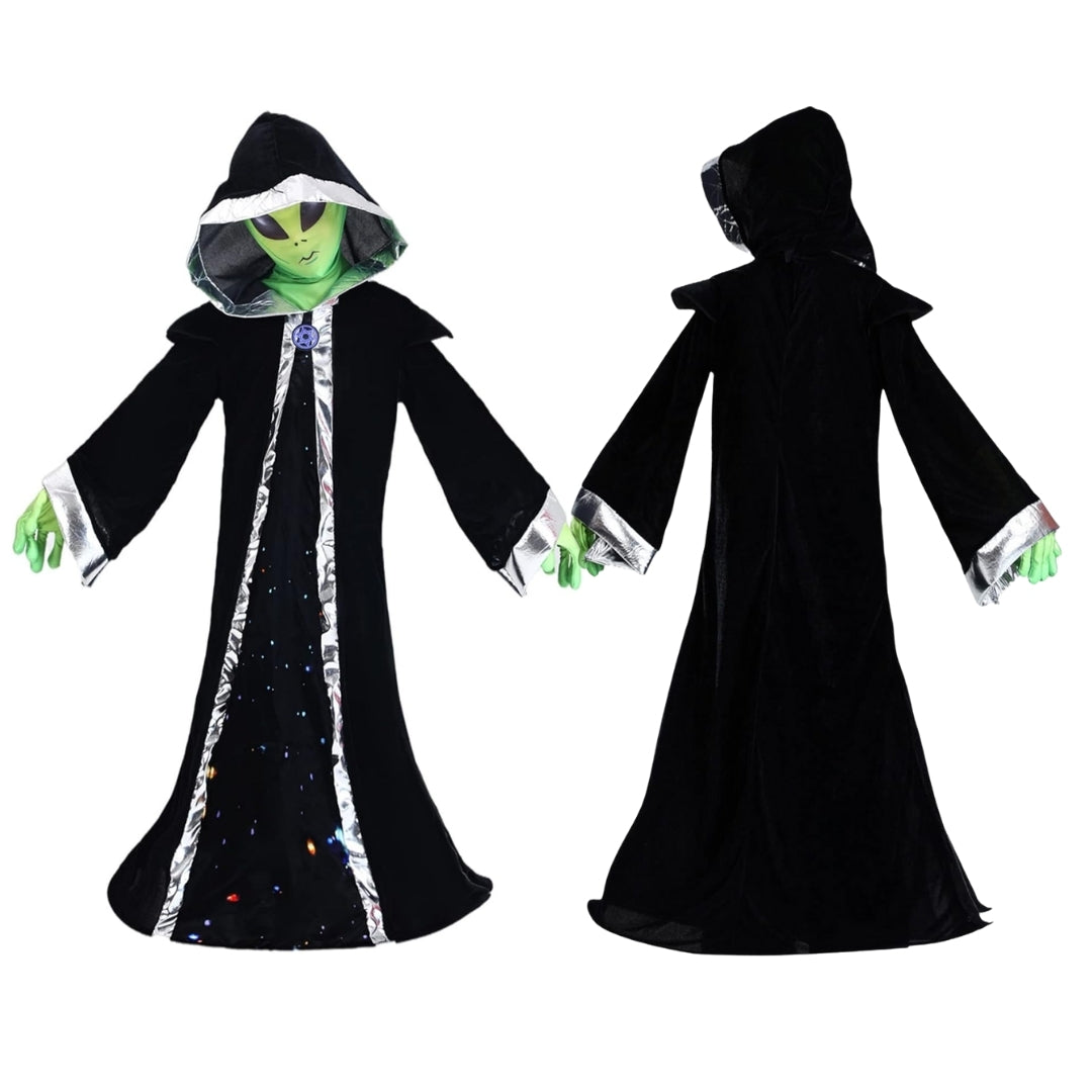 Alien Jaadu Costume with Neon Gloves and Mask Unisex