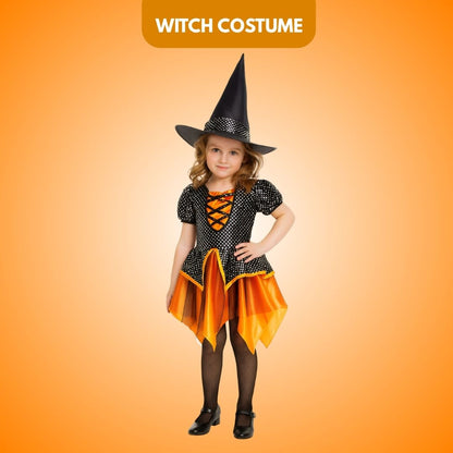 Witch Dress Black and Orange with Witch Hat