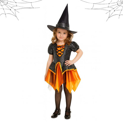 Witch Dress Black and Orange with Witch Hat