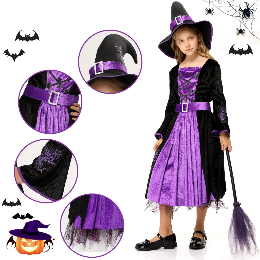 Purple and Black Witch Dress with Accessories
