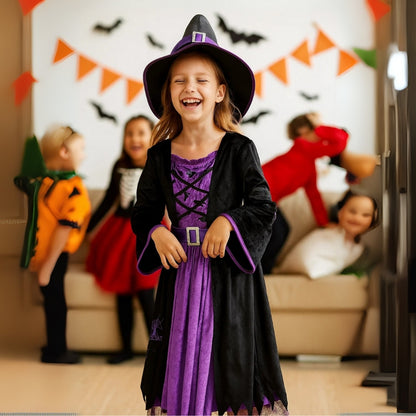 Purple and Black Witch Dress with Accessories