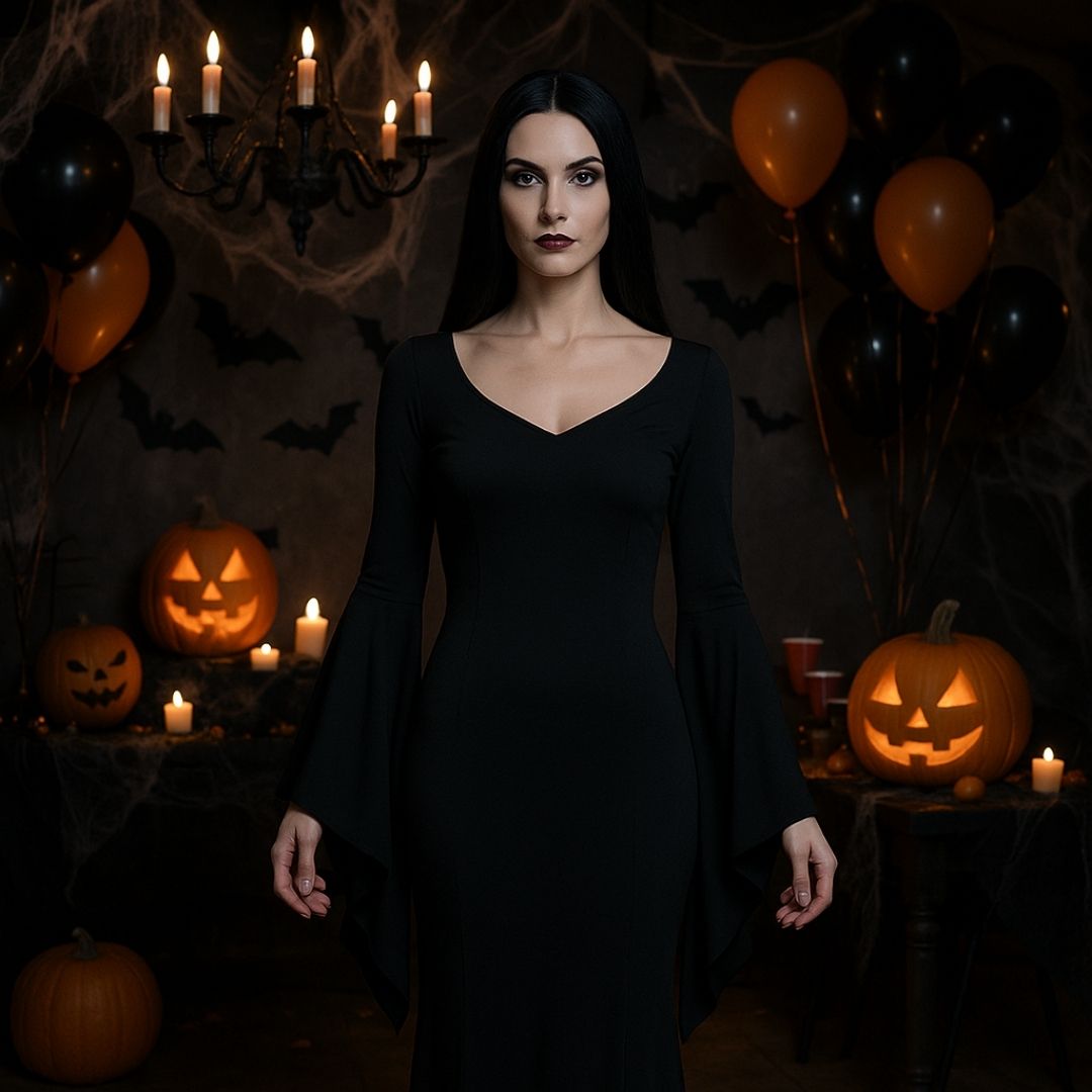 Wednesday Mom Morticia Addams Costume for Adult Woman - Size L