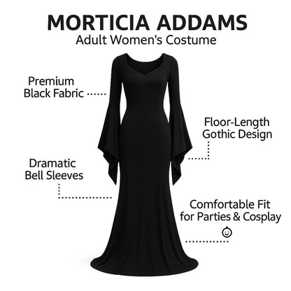 Wednesday Mom Morticia Addams Costume for Adult Woman - Size L