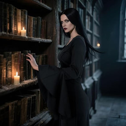 Wednesday Mom Morticia Addams Costume for Adult Woman - Size L