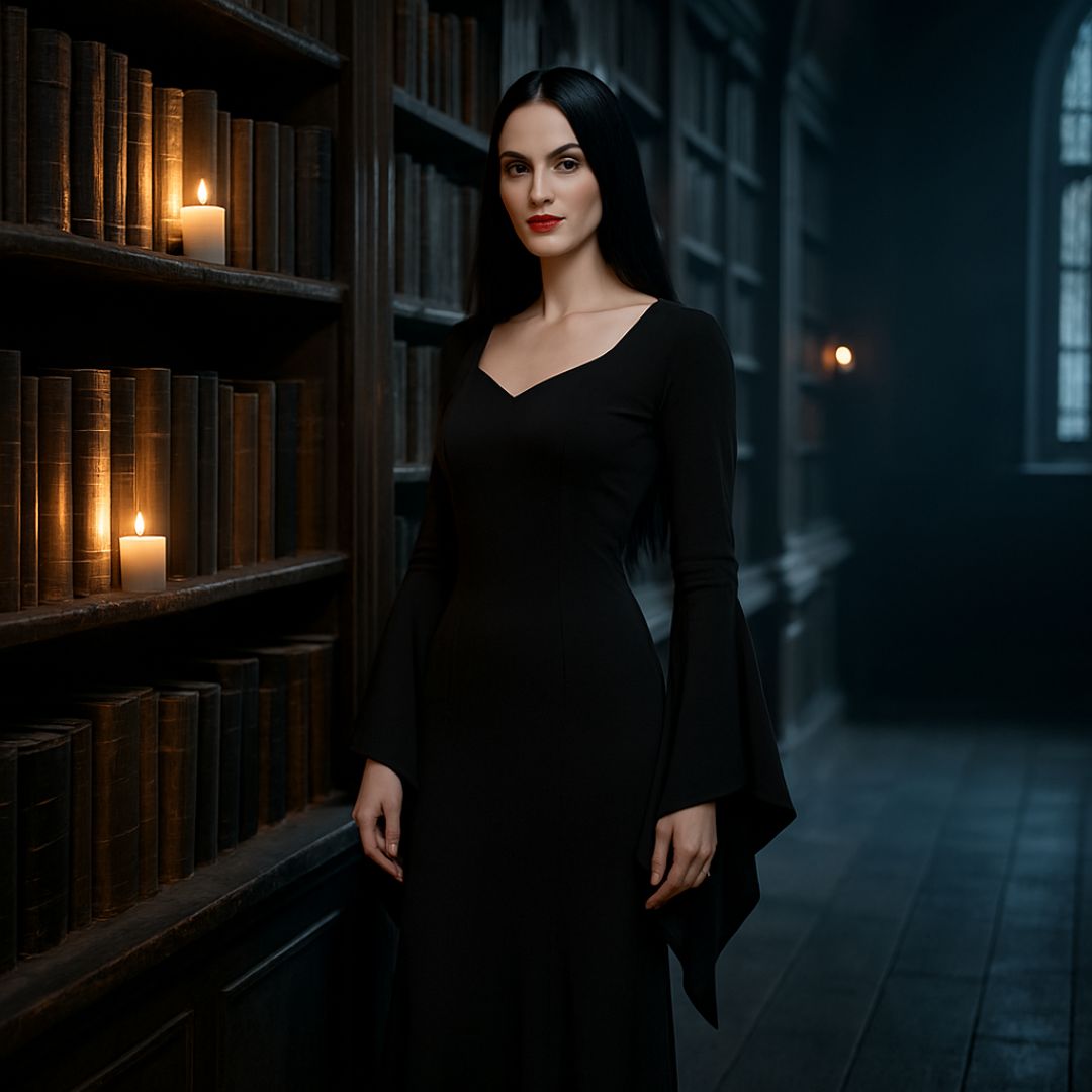 Wednesday Mom Morticia Addams Costume for Adult Woman - Size L