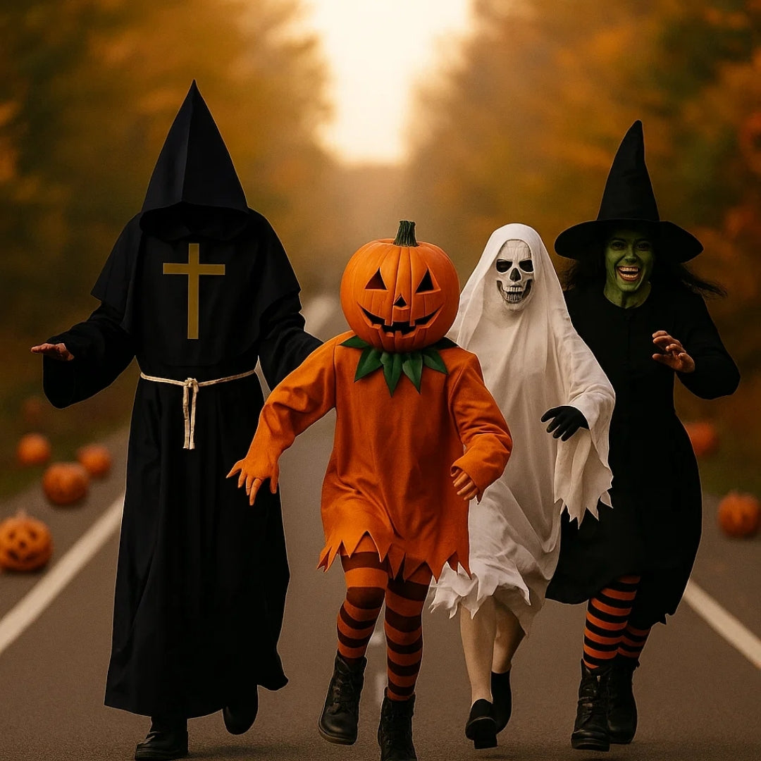 Friar Medieval Hooded Monk Priest Adult Robe Costume with  Cross Sign and Rope