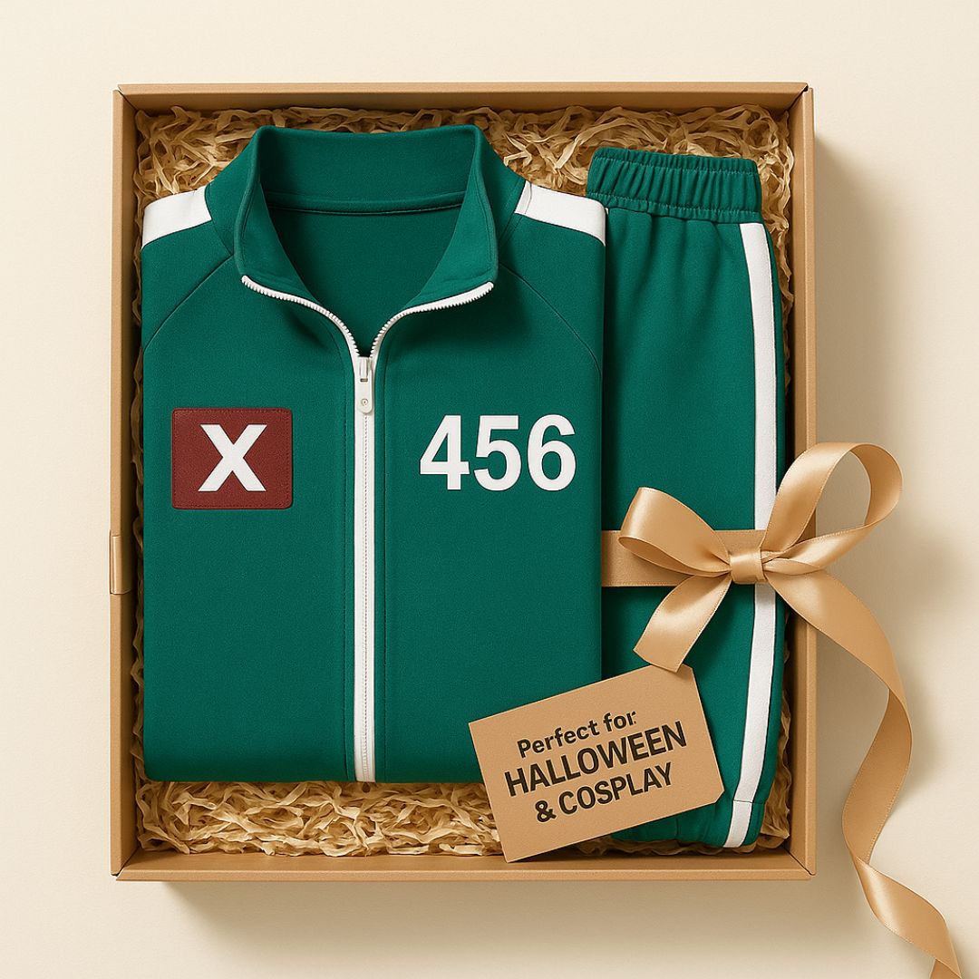 Squid Game Track Suit Costume Green Cosplay with Jacket and Lowers