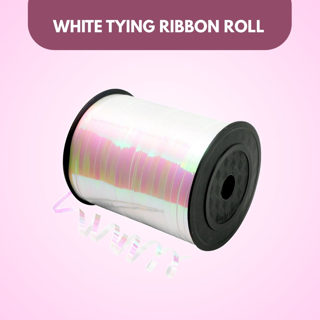 Iridescent White Balloon Tying Ribbon Roll - 1PC