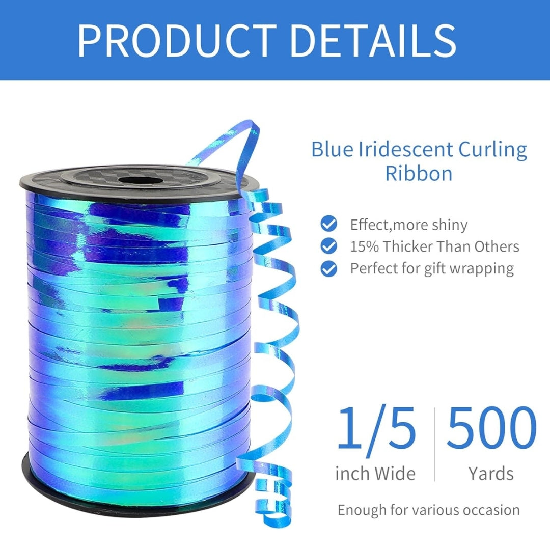 Iridescent Blue Balloon Tying Ribbon Roll - 1PC