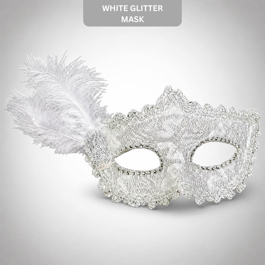 White Glitter Mask-1PC