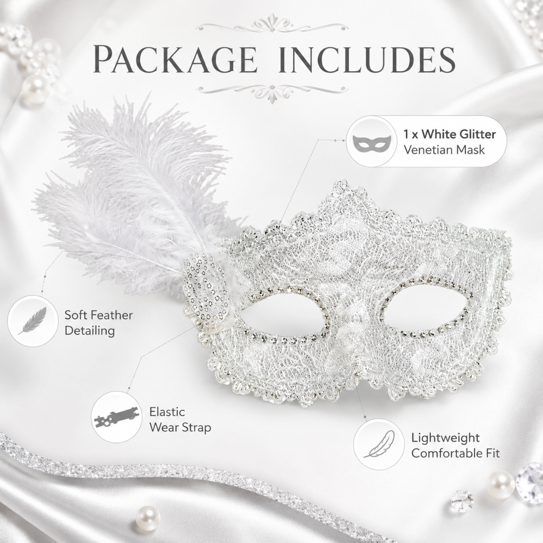 White Glitter Mask-1PC