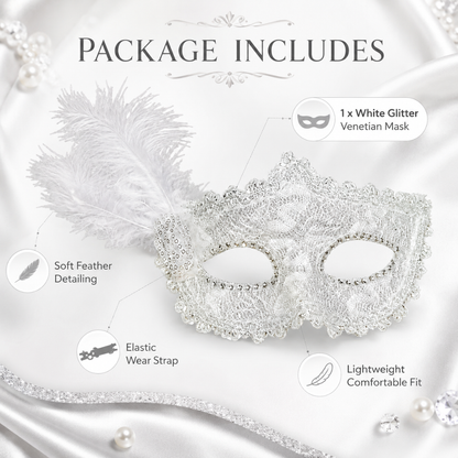 White Glitter Mask-1PC