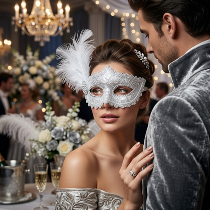 White Glitter Mask-1PC