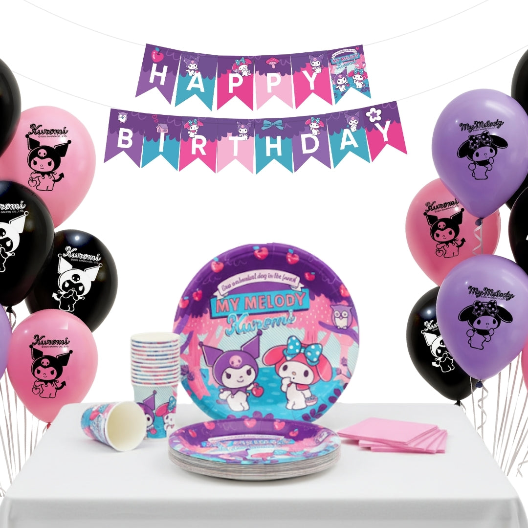 Kuromi Party Tableware & Decoration Combo Set - 51PC