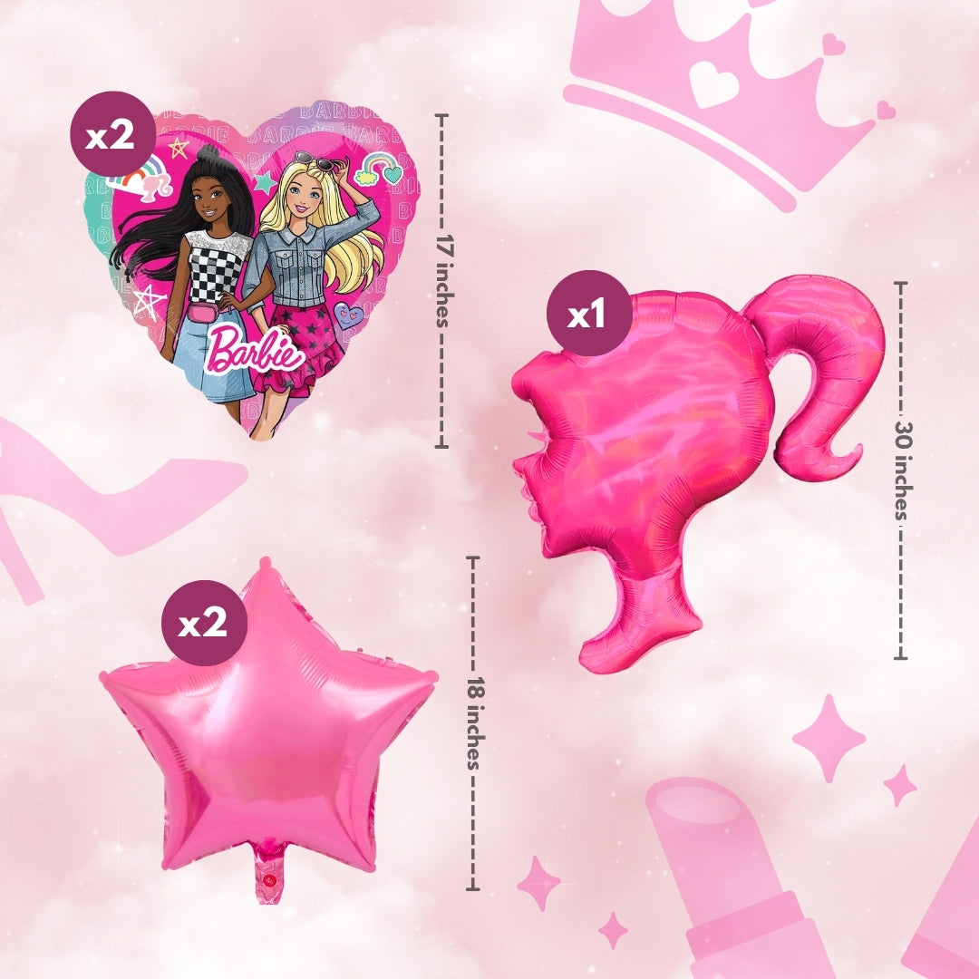 Pink Barbie Foil Balloon Set - 5PC