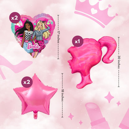 Pink Barbie Foil Balloon Set - 5PC