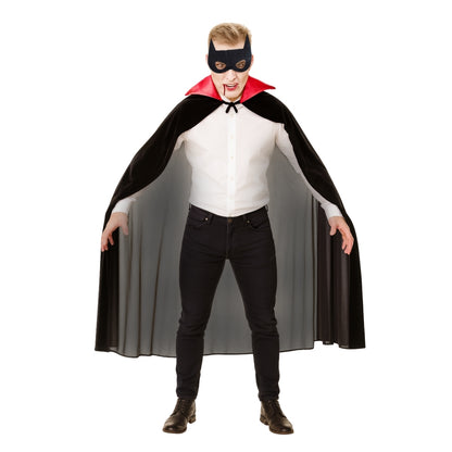 Black Vampire Cape with Red Collar for Young Adults - 1PC