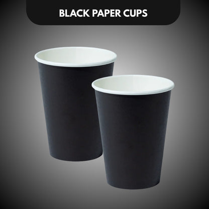 Black Solid Paper Cups 350ML-10PC