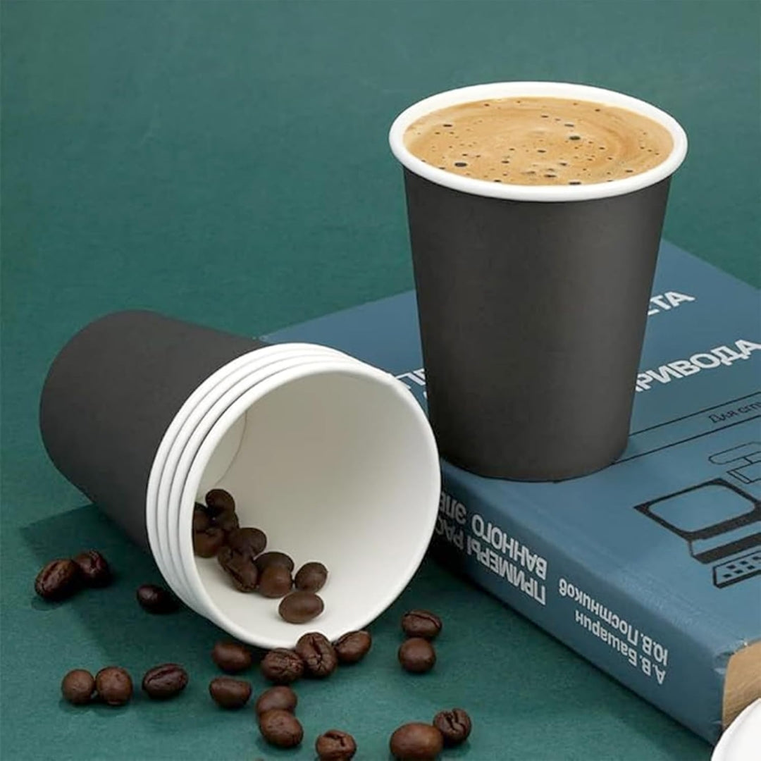 Black Solid Paper Cups 350ML-10PC