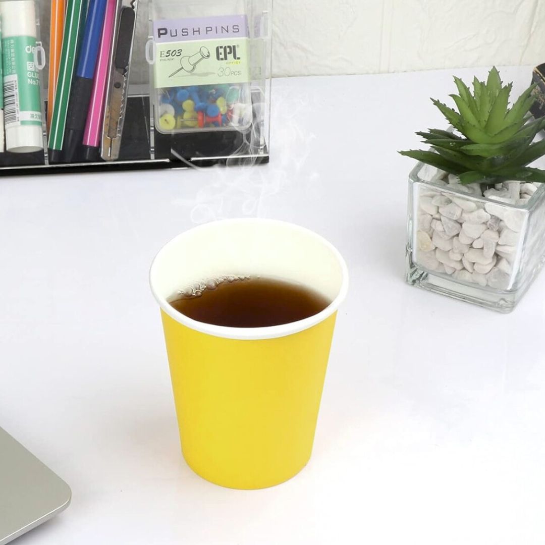 Yellow Solid Paper Cups 350ML-10PC
