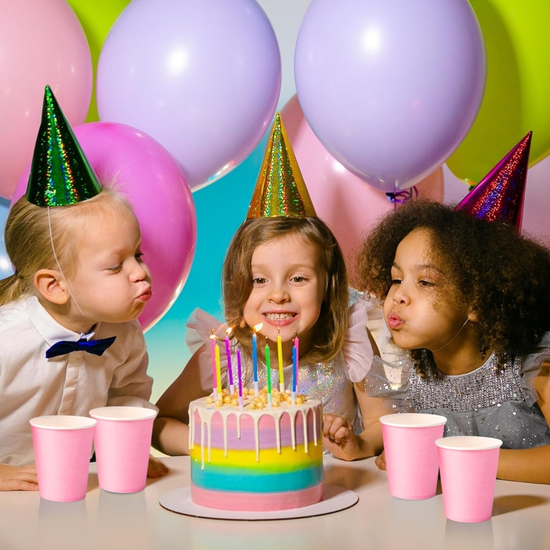 Pink Solid Paper Cups 350ML-10PC