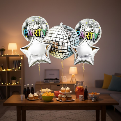 Let's Party Disco Ball & Star Balloons - 5PC