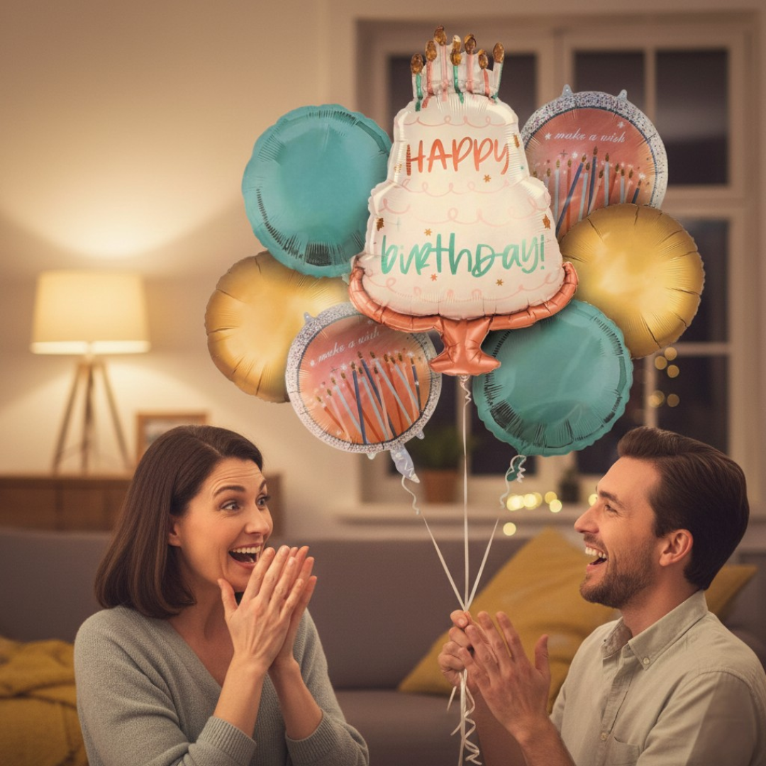 Make a Wish Happy Birthday Pastel Balloons Set - 7PC