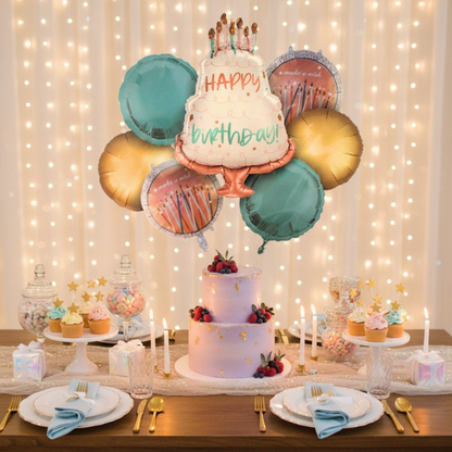 Make a Wish Happy Birthday Pastel Balloons Set - 7PC