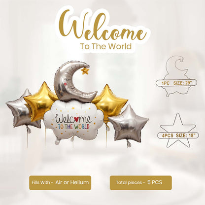 Welcome to the World Moon & Cloud Balloon Set - 5PC