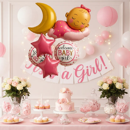 Welcome Baby Girl Balloon Set - 6PC