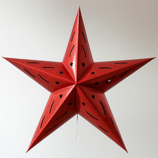 Iridiscent Red Star Hanging Decoration 24"