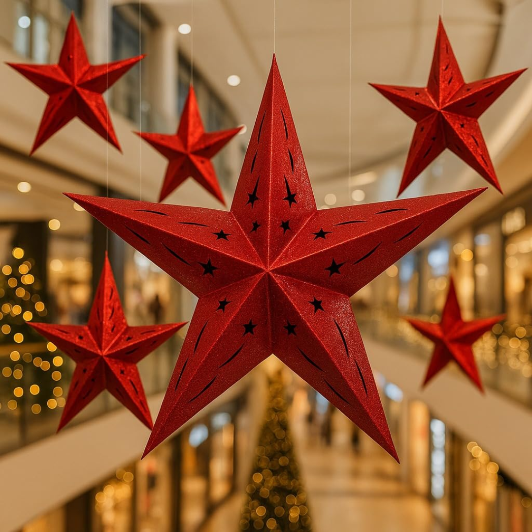 Iridiscent Red Star Hanging Decoration 24"