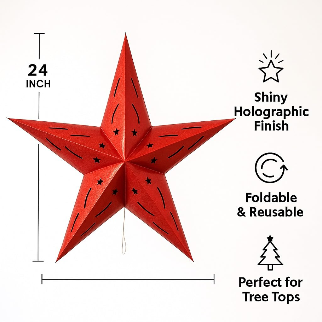 Iridiscent Red Star Hanging Decoration 24"