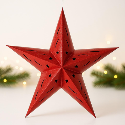 Iridiscent Red Star Hanging Decoration 24"