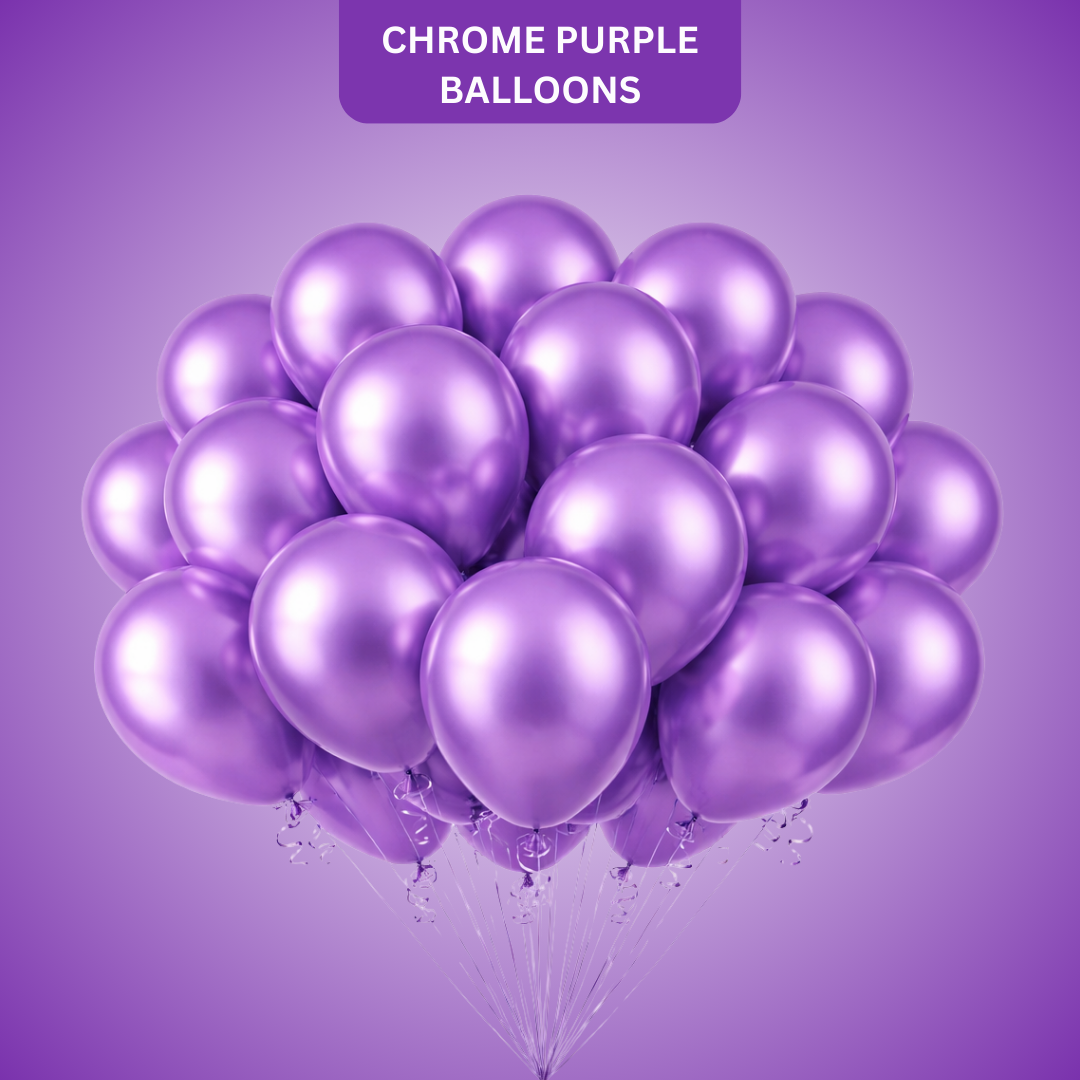Chrome Purple Balloons 12 inches - 10PC