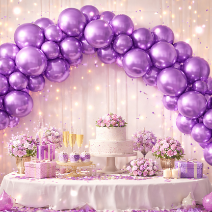 Chrome Purple Balloons 12 inches - 10PC