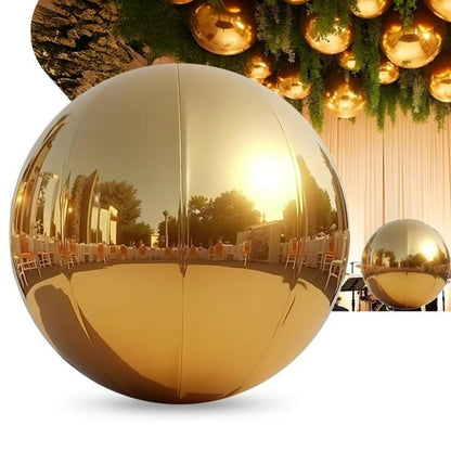 Large Gold Mirror Orbz Foil Balloon 60 Inches | Premium Metallic Sphere Balloon | Helium Supported Luxury Party Decoration for Birthday, Wedding & Anniversary Decor