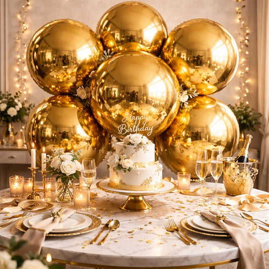 Large Mirror Balls Godlen Orbz Foil Balloon - 60 inches